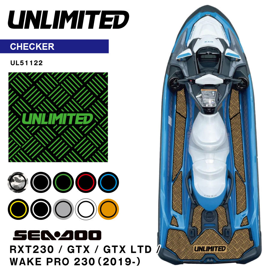 Mat de tracción para RXT 230, GTX, GTX Ltd & Wake Pro 230 ('19 ~) (Checker) (hecho a pedido está disponible)