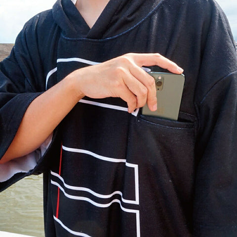 Sudadera con capucha tipo toalla de microfibra -NEGRO-